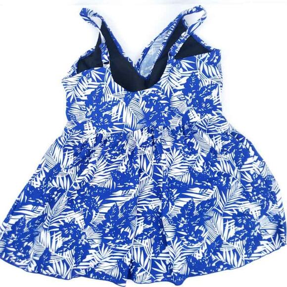 Alisha Levine Swimsuit Swimdress Skirted Blue Floral SZ 16 One Piece Modest - Picture 2 of 7
